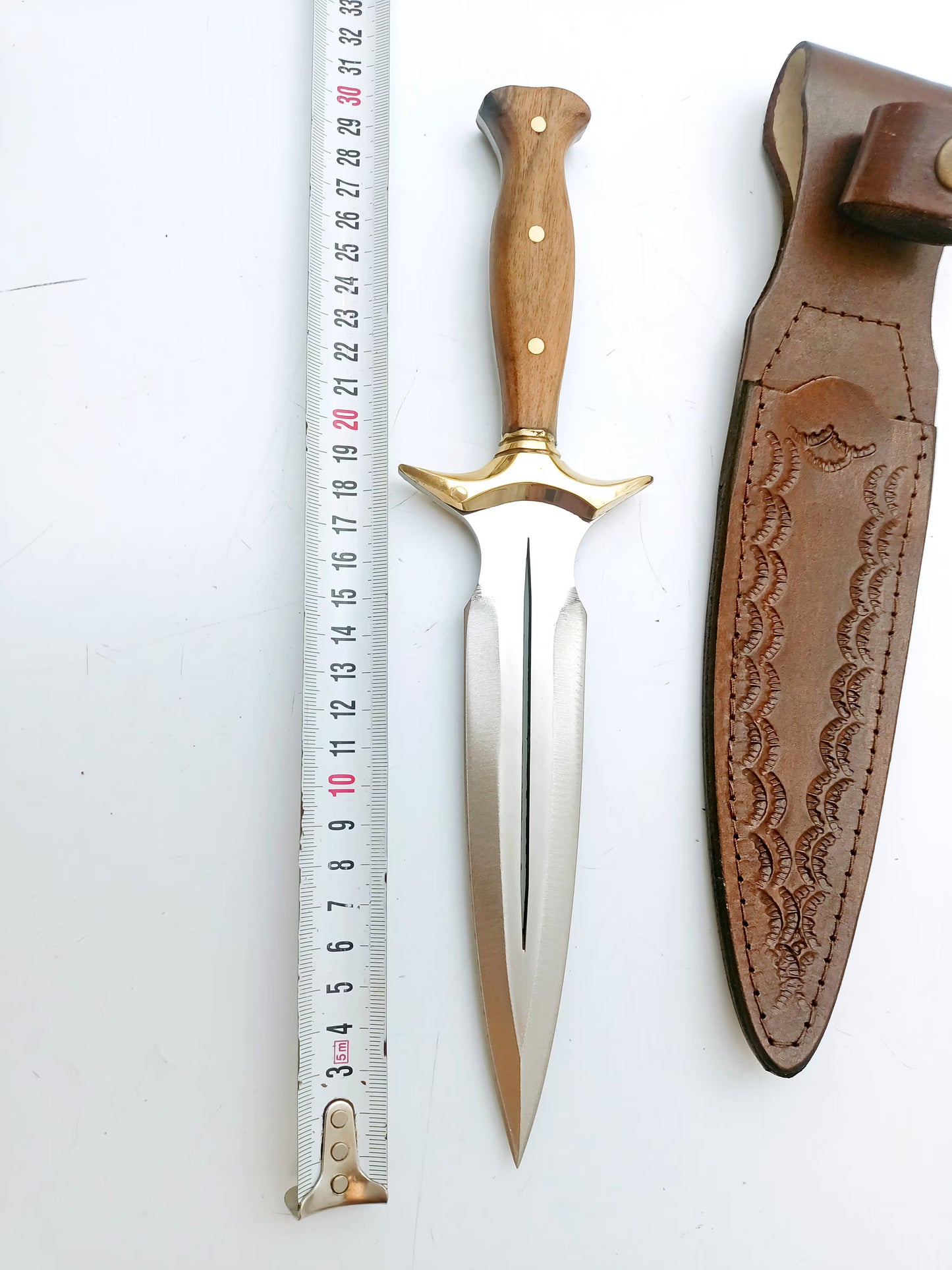 Walnuss Holz Griff Dolch Messer mit Scheide Personalisiert