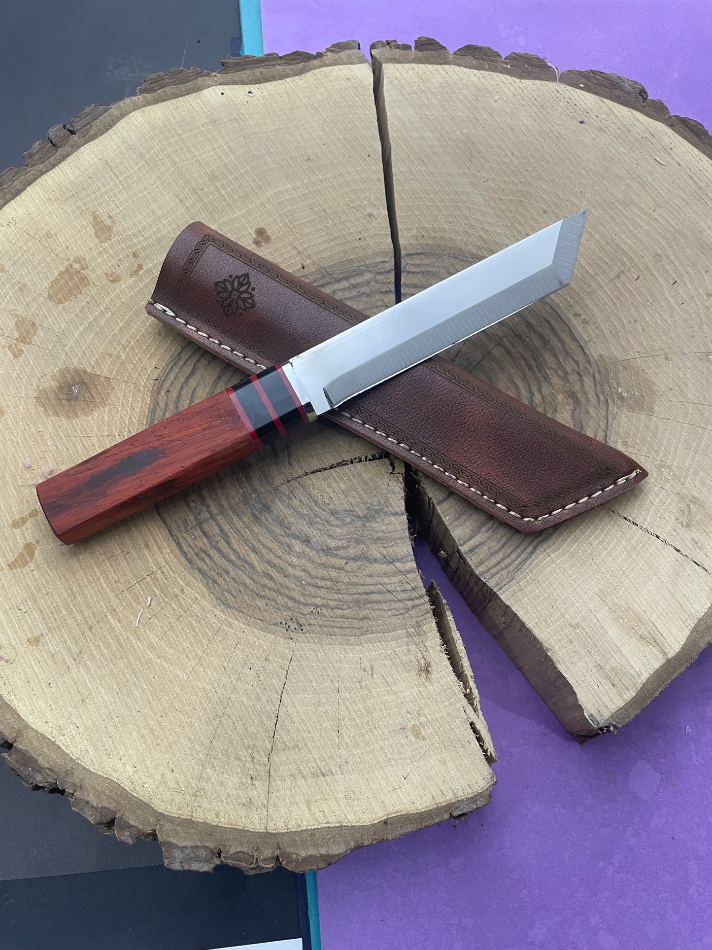 11" Handgemachtes Holzgriff Tanto Messer mit Scheide Personalisiert Premium-Qualität