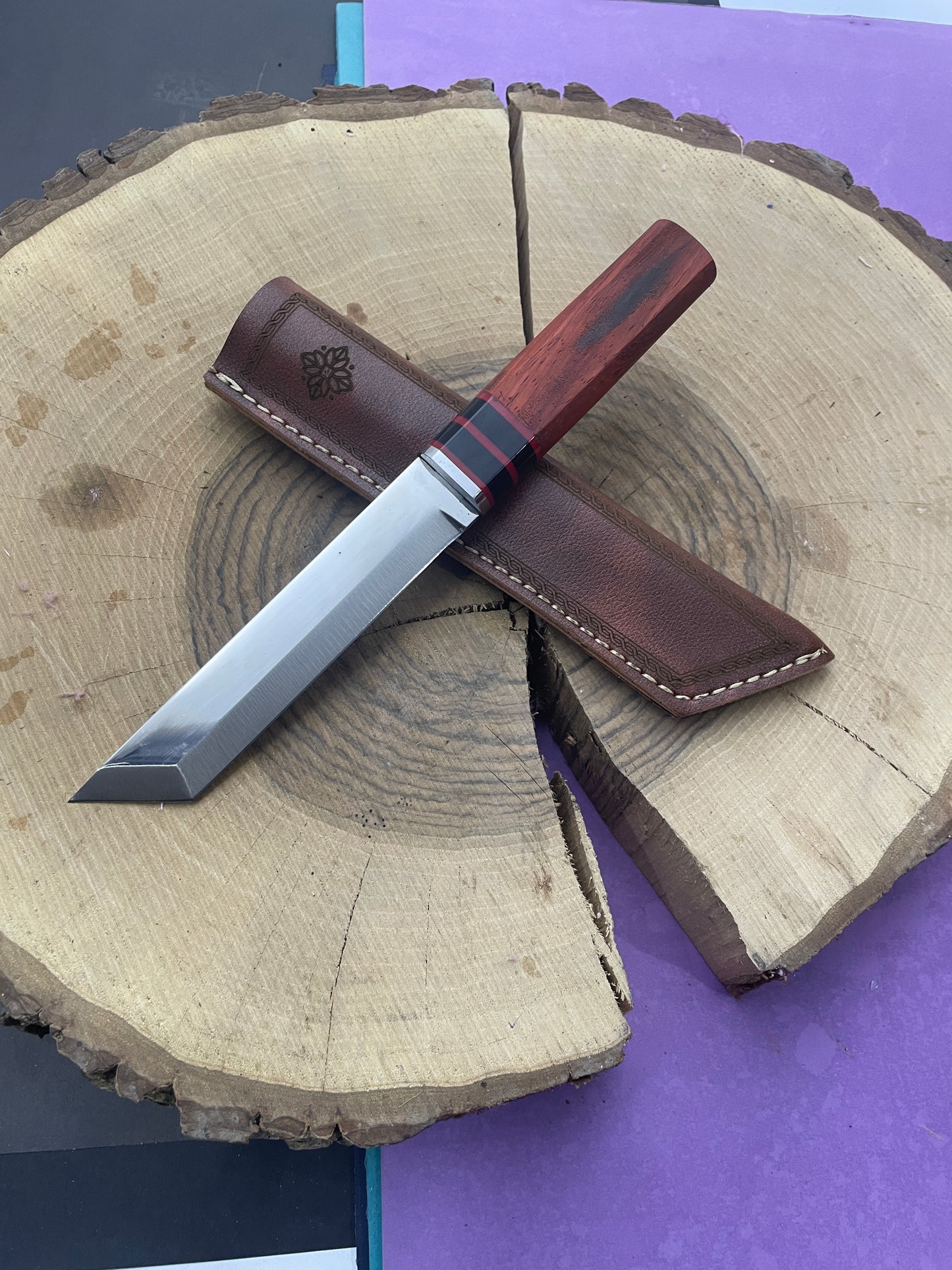 11" Handgemachtes Holzgriff Tanto Messer mit Scheide Personalisiert Premium-Qualität