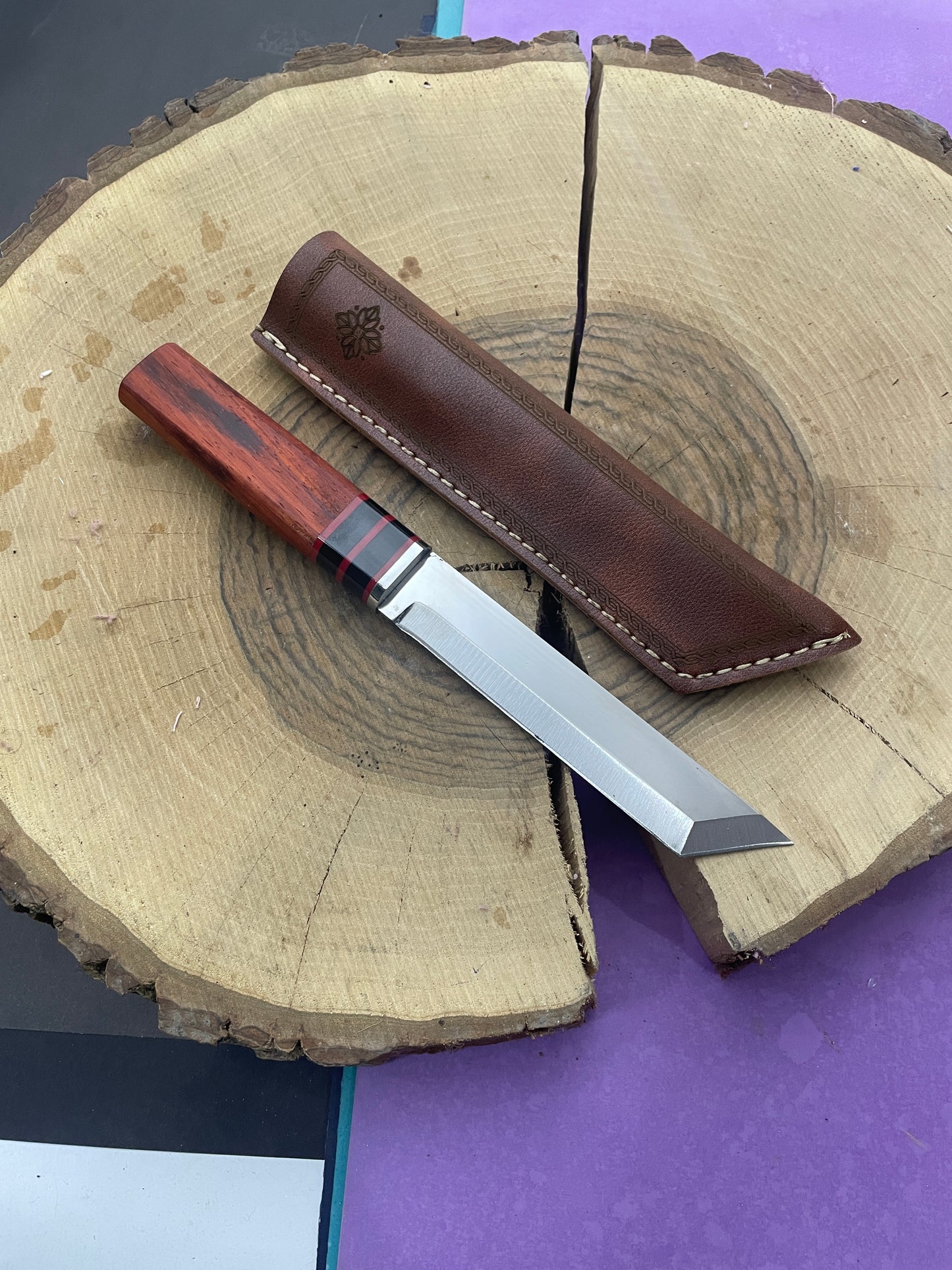 11" Handgemachtes Holzgriff Tanto Messer mit Scheide Personalisiert Premium-Qualität