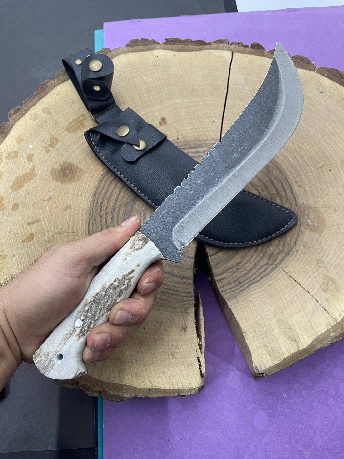 Personalisiertes Hirschgeweih Jagdmesser Machete