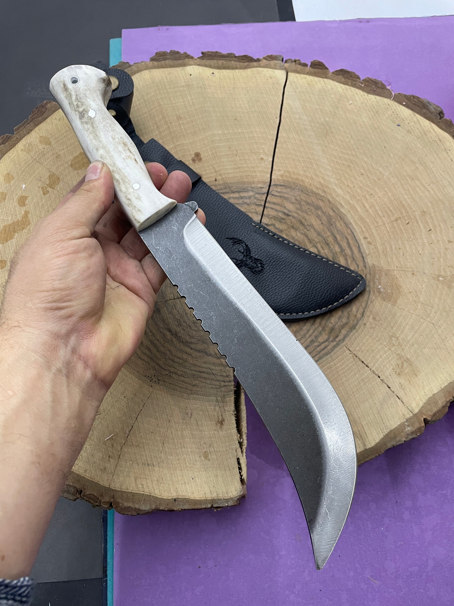 Personalisiertes Hirschgeweih Jagdmesser Machete