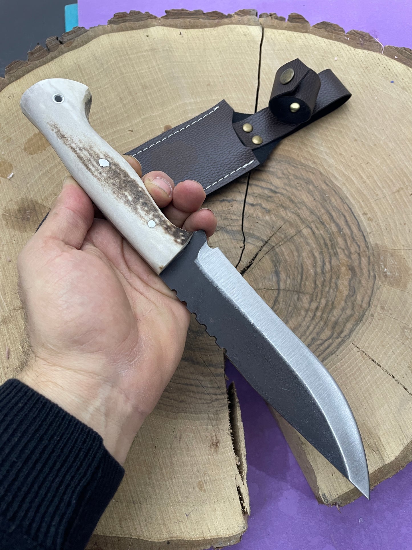 Handgemachte Hirschgeweih Griff Bushcraft Messer Personalisiert