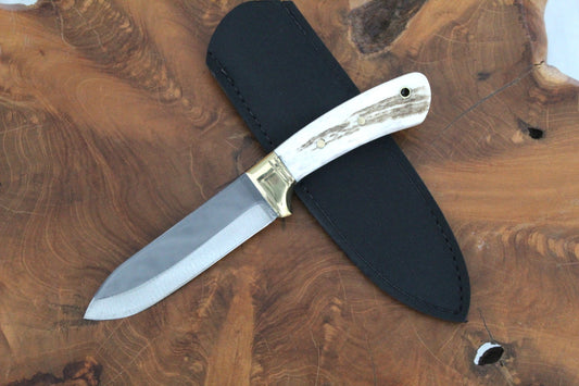 Personalisiertes Jagdmesser Hirschgeweih und Messing Griff (Dh033)