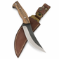 Handgeschmiedetes Outdoor-Messer mit echtem Walnussholzgriff und passender Lederscheide - hochwertiges Jagdmesser für Sammler und Jäger