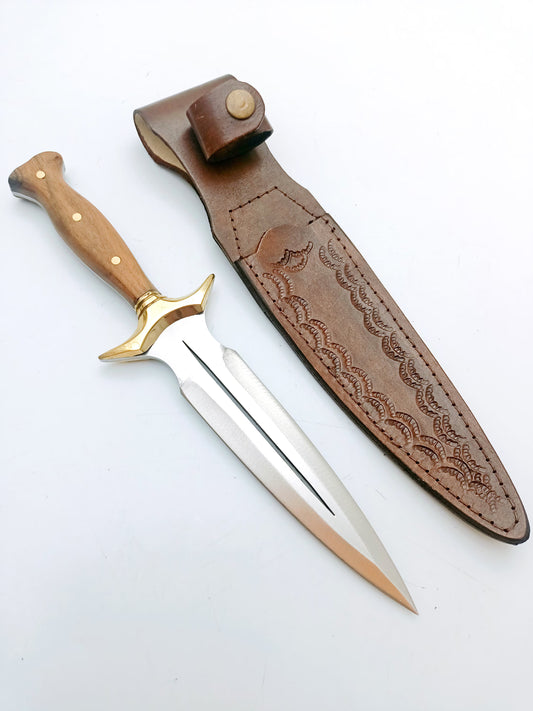 Walnuss Holz Griff Dolch Messer mit Scheide Personalisiert