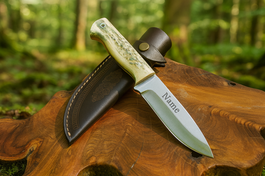Hirschhorngriff 24,5 cm, personalisiertes Bushcraft Jagdmesser