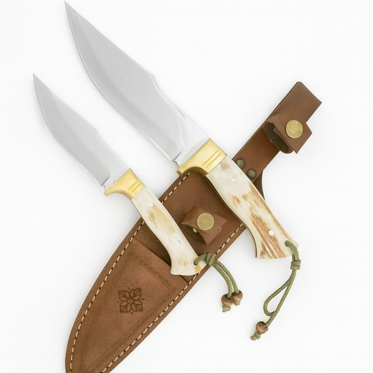 2 Stück Hirschgeweih Jagdmesser Set Personalisiert (Dh115)