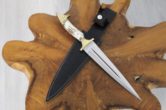 Hirschgeweih Griff Dolchmesser mit Lederscheide