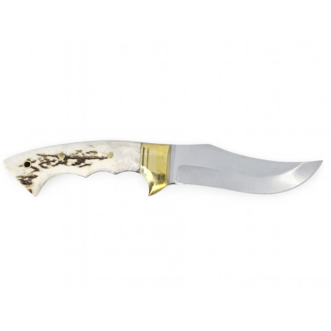 Handgeschmiedetes Outdoor-Messer mit echtem Hirschgeweihgriff und passender Lederscheide - hochwertiges Jagdmesser für Sammler und Jäger