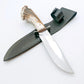 Handgemachtes Survival Jagdmesser mit Hirschgeweih Griff und Lederscheide