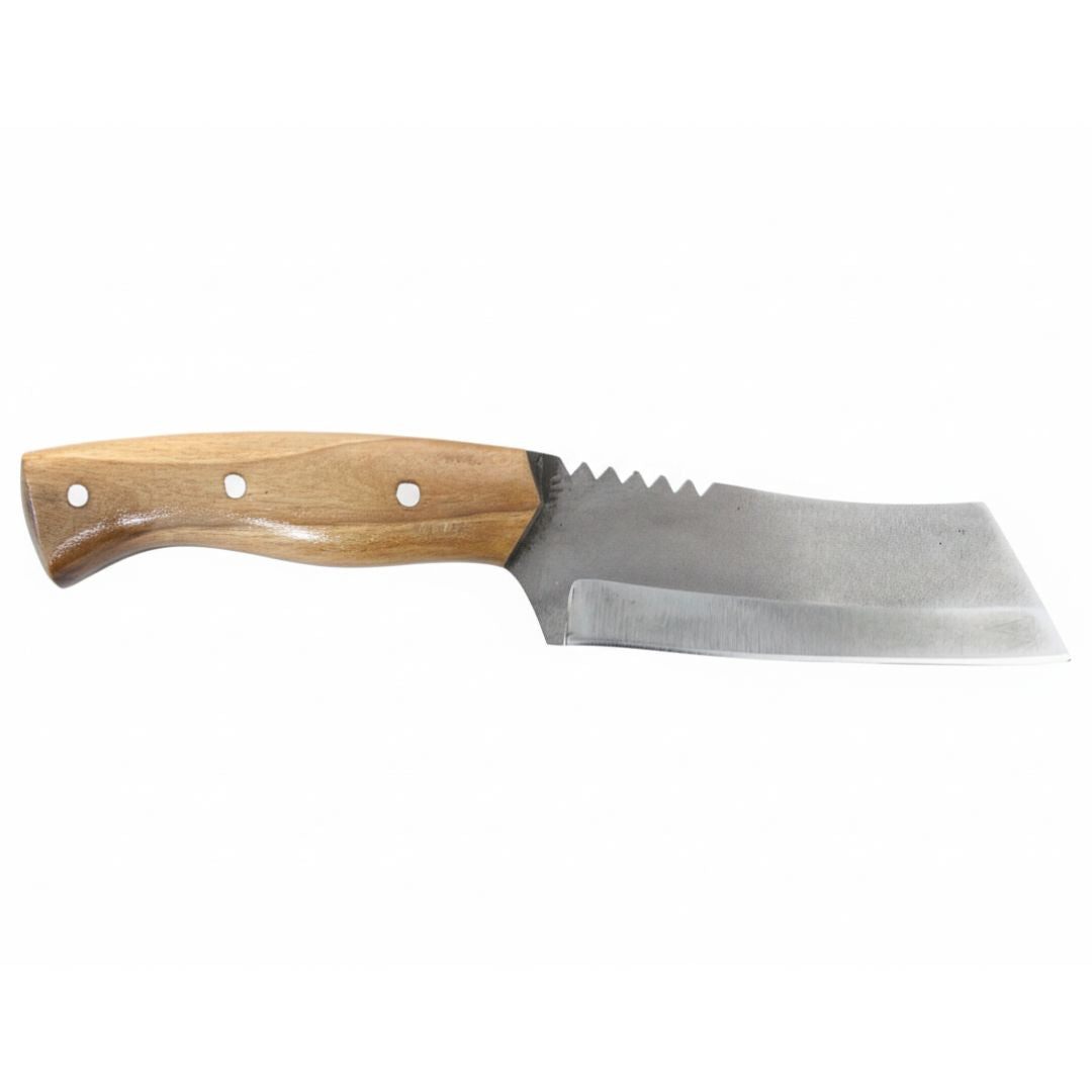 Handgeschmiedetes Outdoor-Messer mit echtem Walnussholzgriff und passender Lederscheide - hochwertiges Jagdmesser für Sammler und Jäger