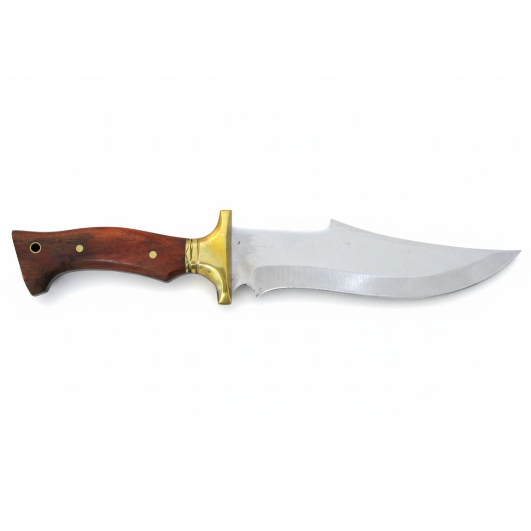 Handgeschmiedetes Outdoor-Messer mit echtem Walnussholzgriff und passender Lederscheide - hochwertiges Jagdmesser für Sammler und Jäger