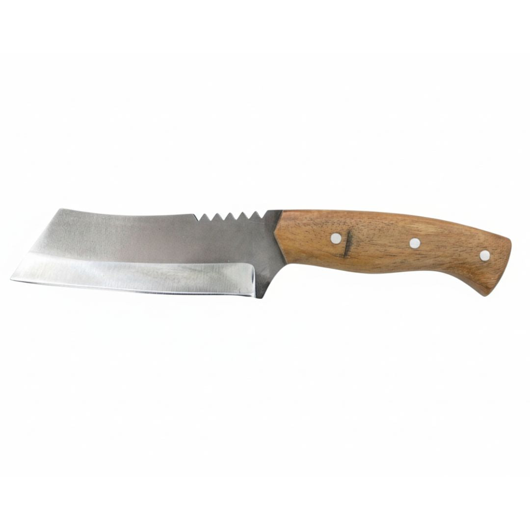 Handgeschmiedetes Outdoor-Messer mit echtem Walnussholzgriff und passender Lederscheide - hochwertiges Jagdmesser für Sammler und Jäger