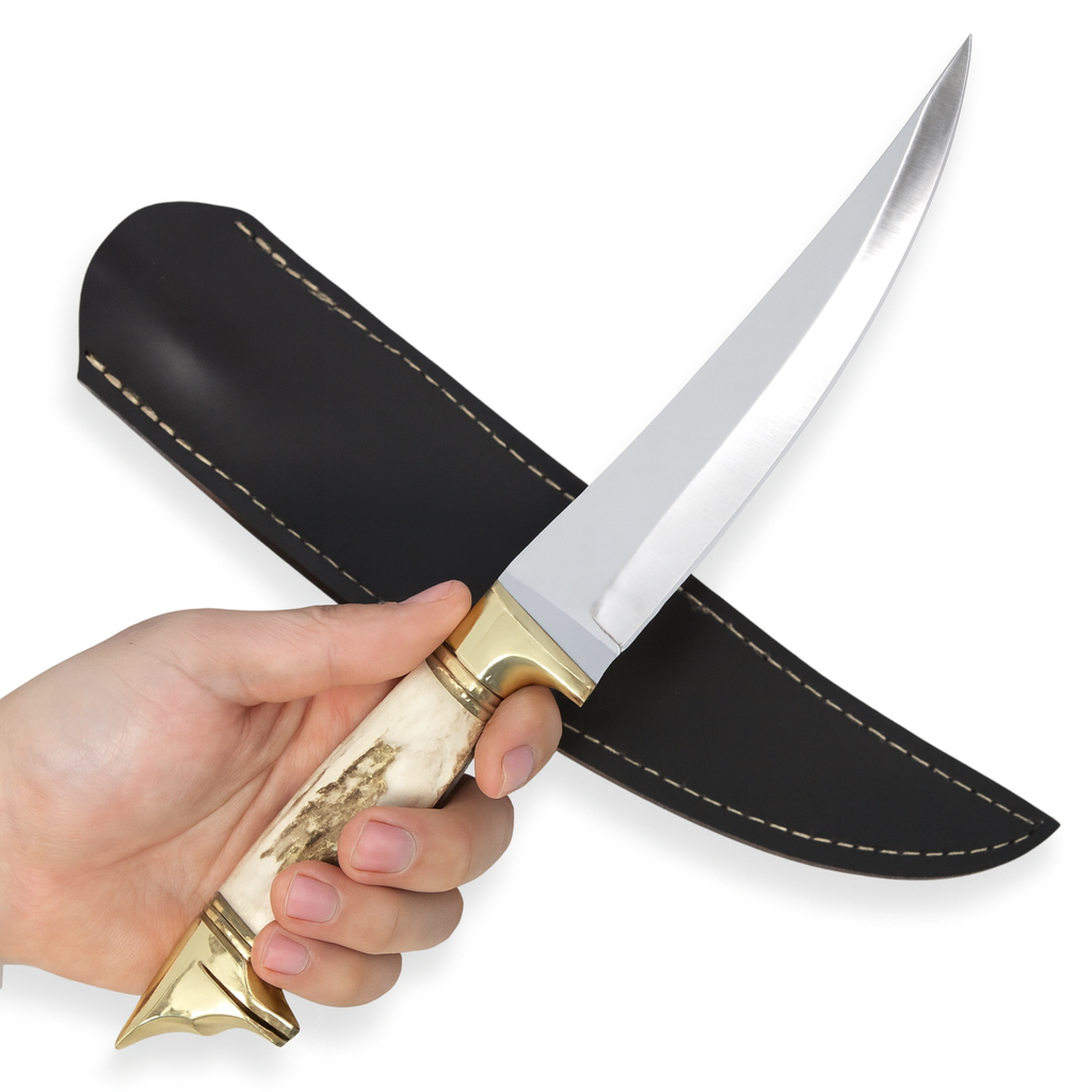 13 " Hirschgeweih Wolfskopf Jagdmesser Handgefertigt