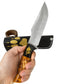 Handgeschmiedetes Outdoor-Messer mit echtem Epoxyd Griff, D2-Stahl und passender Lederscheide - hochwertiges Jagdmesser für Sammler und Jäger