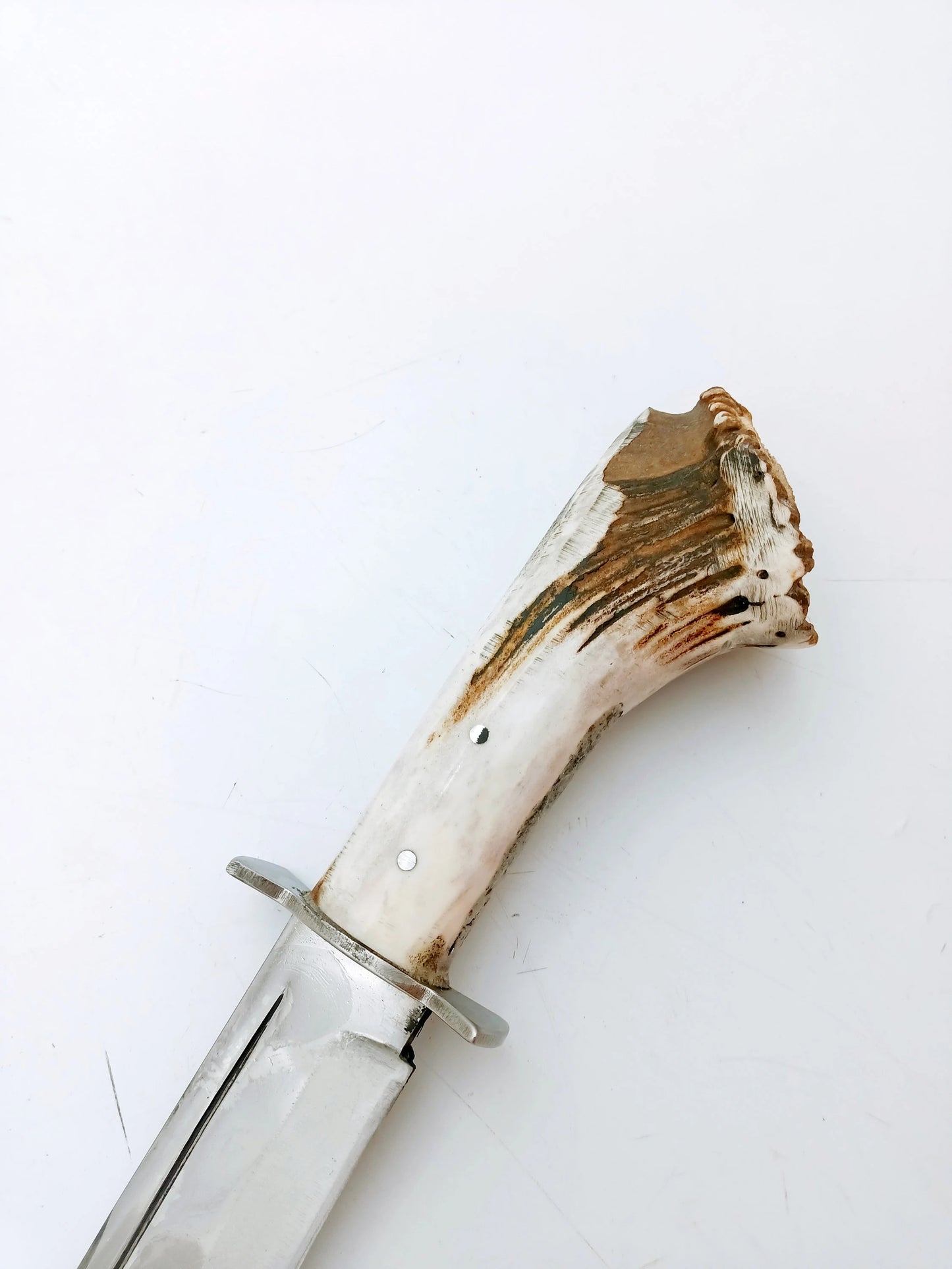 Handgemachtes Survival Jagdmesser mit Hirschgeweih Griff und Lederscheide