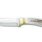 Personalisiertes Jagdmesser Hirschgeweih und Messing Griff