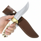 Handgeschmiedetes Outdoor-Messer mit echtem Hirschgeweihgriff und passender Lederscheide - hochwertiges Jagdmesser für Sammler und Jäger