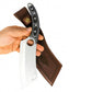 Handgeschmiedetes Outdoor-Messer mit echtem Werzalitgriff und passender Lederscheide - hochwertiges Jagdmesser für Sammler und Jäger