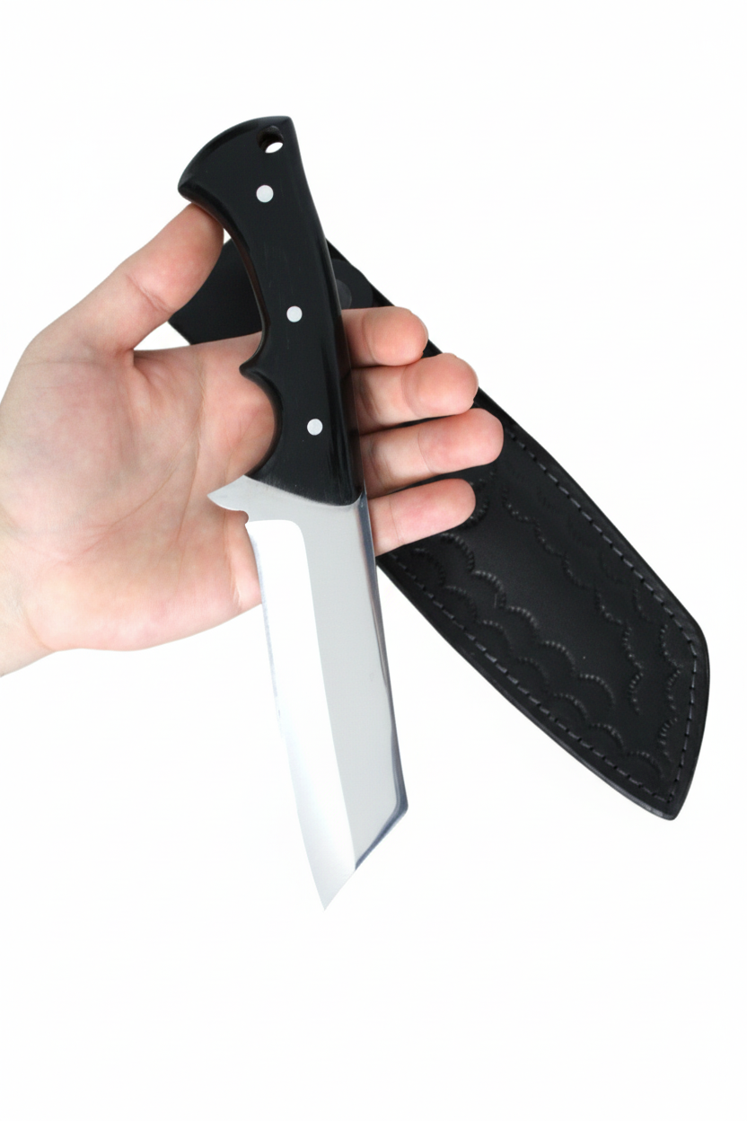 10 "Handgefertigtes Personalisiertes Tanto-Messer mit Lederscheide