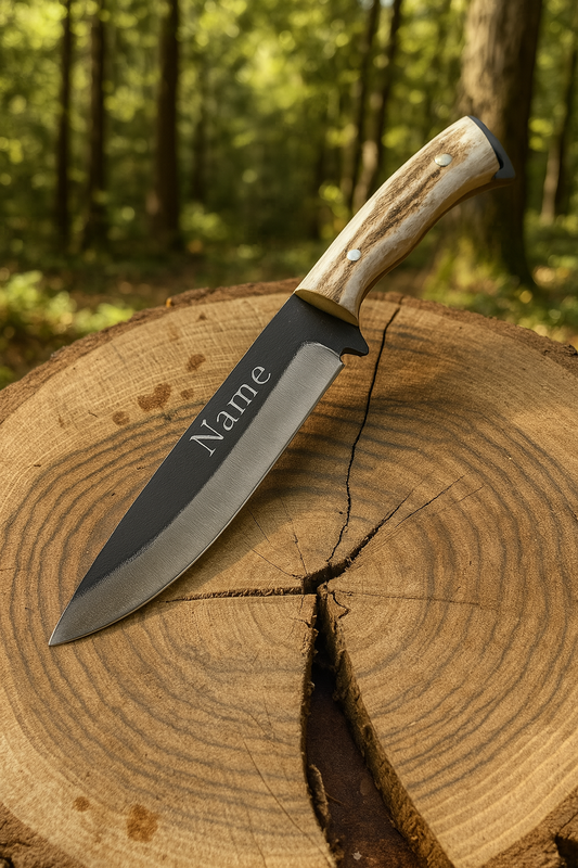 10" Hirschgeweih Griff Bushcraft Jagdmesser Personalisiert