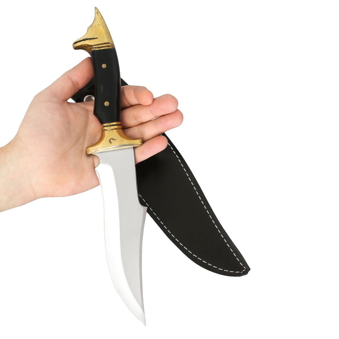 Handgeschmiedetes Outdoor-Messer mit echtem Mica-griff und passender Lederscheide - hochwertiges Jagdmesser für Sammler und Jäger