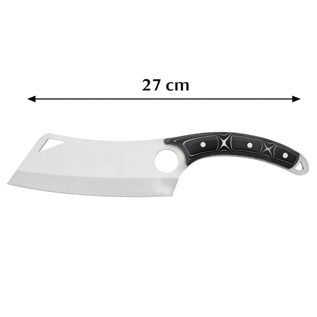 Handgeschmiedetes Outdoor-Messer mit echtem Werzalitgriff und passender Lederscheide - hochwertiges Jagdmesser für Sammler und Jäger