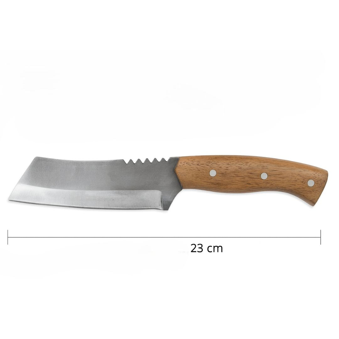 Handgeschmiedetes Outdoor-Messer mit echtem Walnussholzgriff und passender Lederscheide - hochwertiges Jagdmesser für Sammler und Jäger